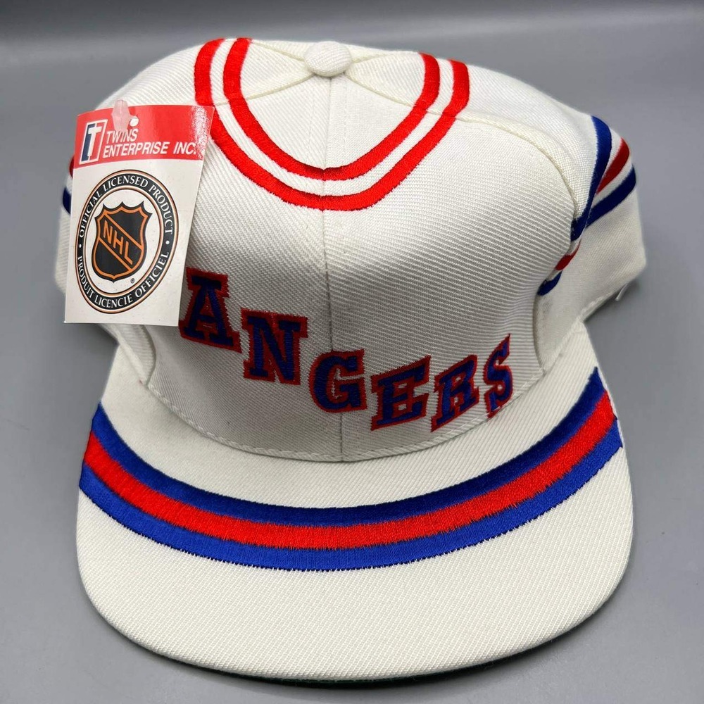 Vintage New York Rangers Hat Men White Twins Enterprise NHL‎ Snap Back Cap New